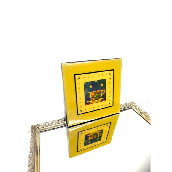 Vintage Teacup Signed print wall Hanging Tile - Picture 1 of 6